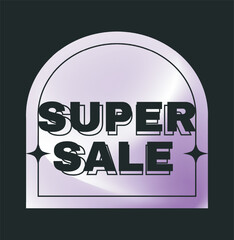 Super Sale text on purple badge. Vector illustration