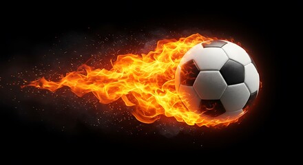 Fototapeta premium Soccer ball in flames