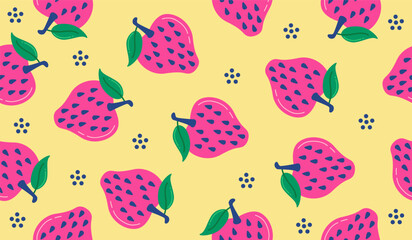 Cute strawberry fruits pattern background vector design