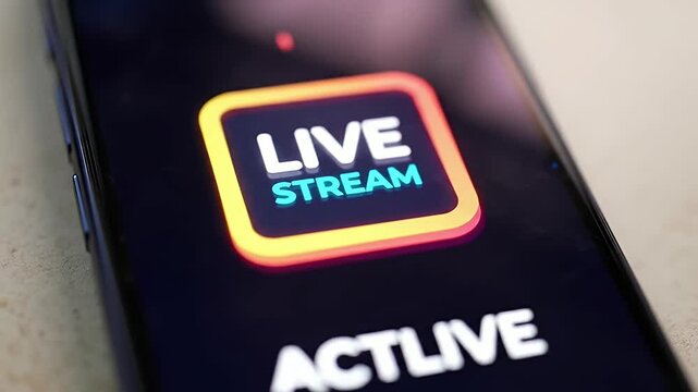 Smartphone screen displaying "Live Stream" in a glowing square