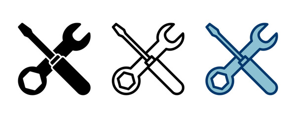 Repair icon vector isolated on white background. Wrench and screwdriver icon. settings vector icon. Maintenance. tools