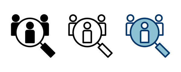 Hiring icon vector isolated on white background. Human resources concept. Recruitment. Search job vacancy icon. Hire. Find people icon