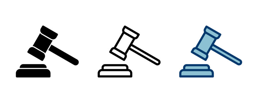 Gavel icon vector isolated on white background. Hammer icon vector. Judge Gavel Auction Icon Vector. Bid