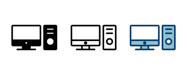 Computer icon vector isolated on white background. PC Icon vector. Computer monitor icon. Flat PC symbol