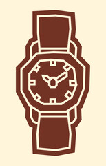 Simple One Colour Sticker of A Watch in Cutout Style