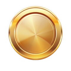 A shiny gold circular medal with a smooth surface, reflecting light beautifully, symbolizing achievement and success.