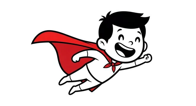 Joyful Superboy Soaring Through the Sky: A Cartoon Adventure