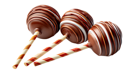 Chocolate Temptation: Indulge in the exquisite allure of delectable chocolate cake pops, each adorned with artistic swirls and stripes, a symphony of flavors on a stick.