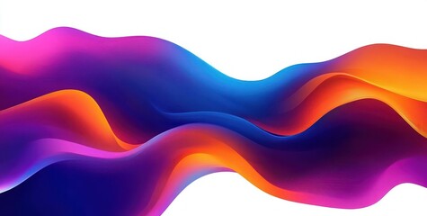 Colorful flowing abstract waves with smooth gradient transitions in shades of purple, blue, orange, and pink creating a dynamic and vibrant visual effect