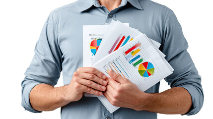 Business Report Analysis: An image showing business man holding financial reports, capturing the essence of business analysis. The man is focused on his tasks to evaluate the success.