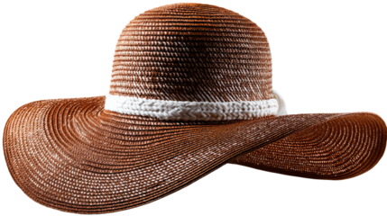 Elegant Sun Hat: A stylish and sophisticated brown sun hat with a wide brim and a delicate white band. Capturing the essence of summer fashion and timeless elegance.