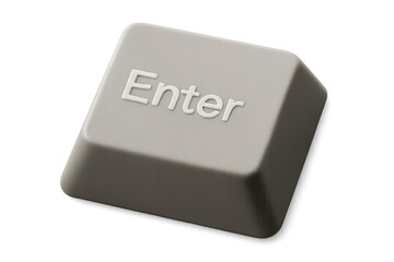 Gray enter key hovering against transparent backdrop, symbolizing digital input and validation processes