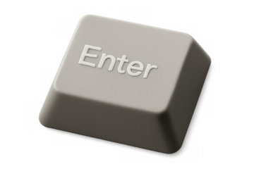 Gray enter key hovering against transparent backdrop, symbolizing digital input and validation processes