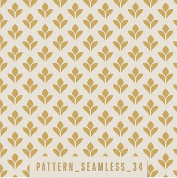 Cream Gold Floral Seamless Pattern Minimal Vintage Tile Background