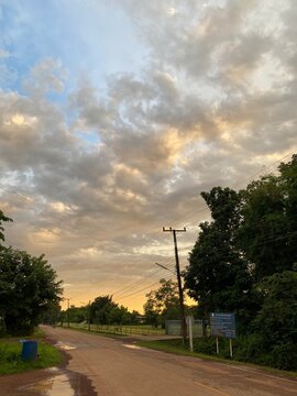 sunset on the road