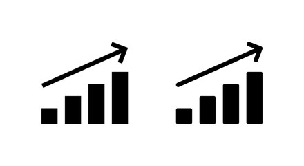 Growth bar chart with upward trend arrow icon. Increase, success, and financial rise sign symbol