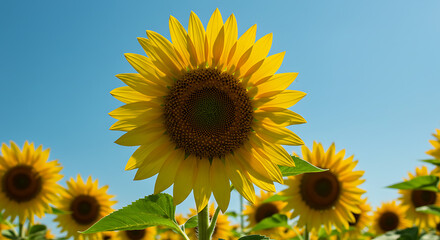 Obraz premium Vibrant Sunflower in a Sunny Field Nature's Golden Beauty