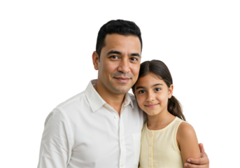 Dad and Daughter Embracing Smiling Portrait, Family Bonding Experience, Happy Togetherness