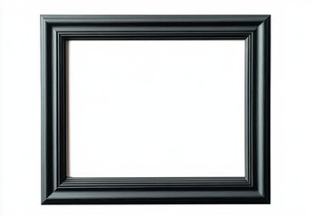 Fototapeta premium Empty black rectangular picture frame with simple classic design on white background
