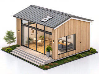 house in the garden. Isometric view
