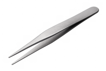 Close-up of metal tweezers isolated on a transparent background, ready for picking up small objects with precision