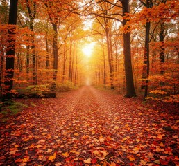 Obraz premium autumn alley in the park