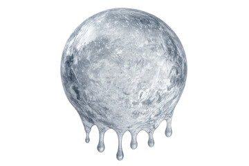 Planet earth melting like an ice cream on a transparent background, representing the effects of global warming and climate change