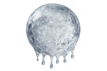 Planet earth melting like an ice cream on a transparent background, representing the effects of global warming and climate change