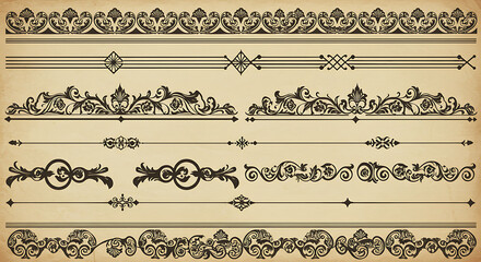 Vintage Ornamental Borders and Dividers Decorative Design Elements