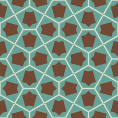 Seamless geometric pattern with colorful retro mosaic shapes for textile design or vintage decoration