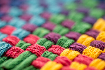 Close Up of Woven Cotton Fabric in Many Different Colors