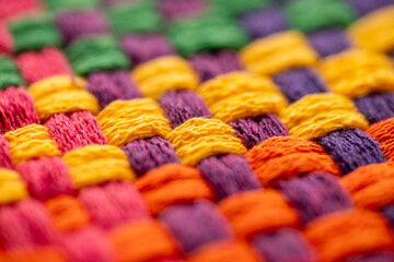 Close Up of Woven Cotton Fabric in Many Different Colors