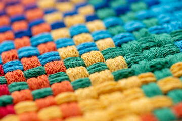 Close Up of Woven Cotton Fabric in Many Different Colors