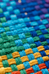 Close Up of Woven Cotton Fabric in Many Different Colors