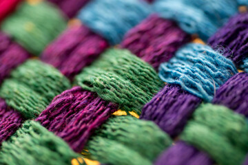 Close Up of Woven Cotton Fabric in Many Different Colors