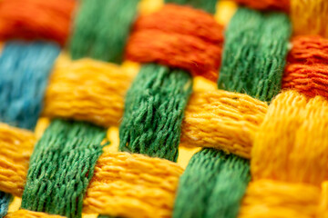 Close Up of Woven Cotton Fabric in Many Different Colors