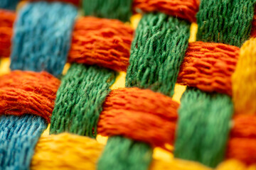 Close Up of Woven Cotton Fabric in Many Different Colors