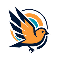 Modern Abstract Bird Logo - Geometric Flying Bird In Blod Colors