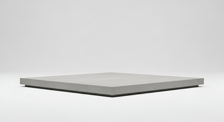 Minimalist square podium for product display. Abstract geometric stone platform on a clean white background for presentation.