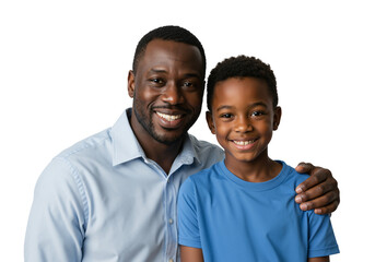 Happy African American Father and Son Portrait Smiling Together with Warm Expressions