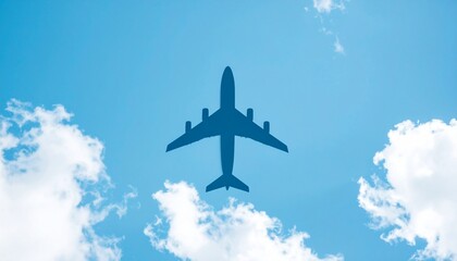 見上げれば青い空と飛行機