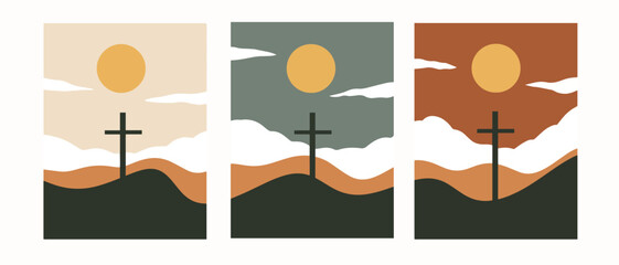 A Christian cross illustration in soft, pastel colors, symbolizing faith, hope, and peace.  Suitable for religious materials, spiritual artwork, or inspirational content.