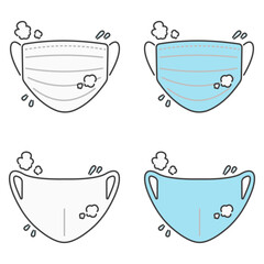 イラスト素材：湿気や熱気のこもるマスク　熱中症の危険　不織布マスク・ファッションマスク