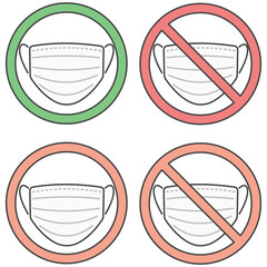 イラスト素材：不織布マスクの着用・感染症対策のお願いについて＜賛成/反対/許可/禁止＞