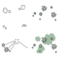 イラスト素材：感染症・細菌・ウイルスの危険や防御　バリエーション素材　多目的・背景透過