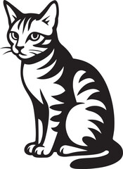 Fototapeta premium Sitting cat vector art black and white, Minimal cat silhouette in seated pose