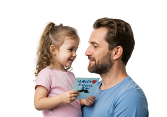 Father and Daughter Bonding Moment with Card on Father's Day Celebration