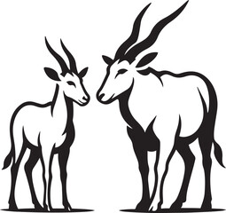 Fototapeta premium Two gazelles facing each other vector art, Wildlife silhouette clean design