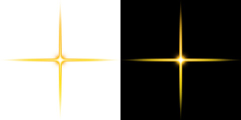 Golden Spark Light Flare - Transparent and Black Background
