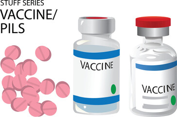 illustration. vector medicine bottle and pills